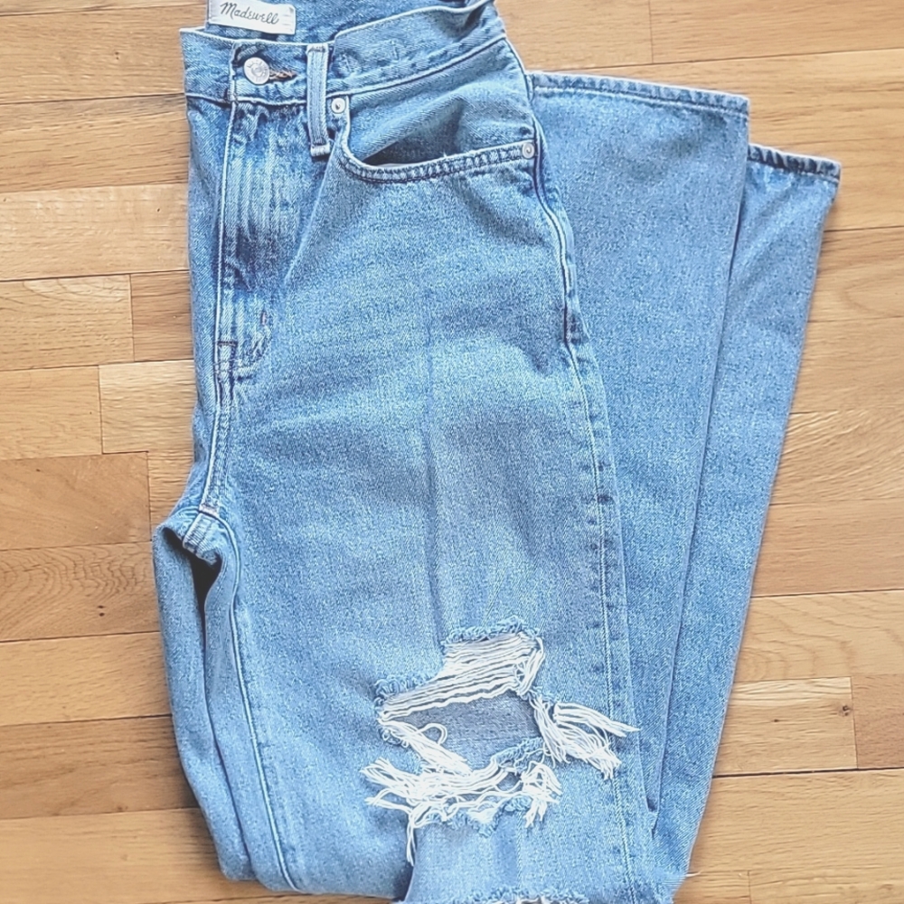 Madewell Baggy Straight Jeans Ripped Edition
